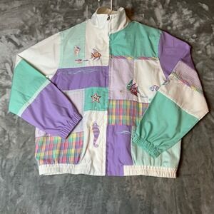 Vintage Koret Petites Patchwork Nautical Fish Sequin Star Jacket Womens XS/S?